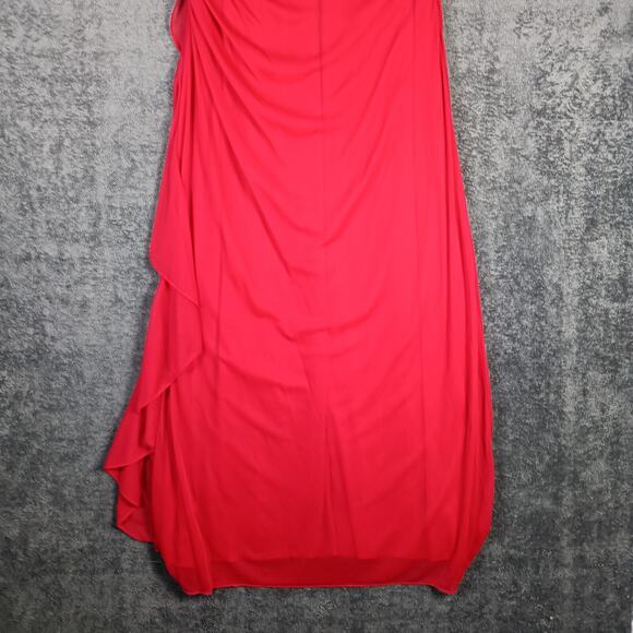 Red Halter Formal Gown Blondie Nites by Linda Bernell Size 13 Prom HOCO - Picture 9 of 16